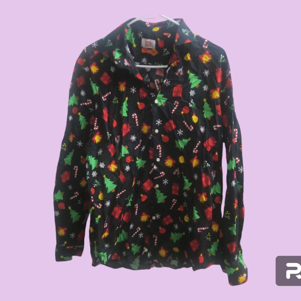 OppoSuits style OSSM-0019 men's tailored fit collared shirt gifts, tree, bells L